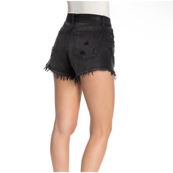 Blank NYC Shorts Womens 26 Washed Black Distressed Denim Mid Rise Button Fly NWT - Picture 12 of 16